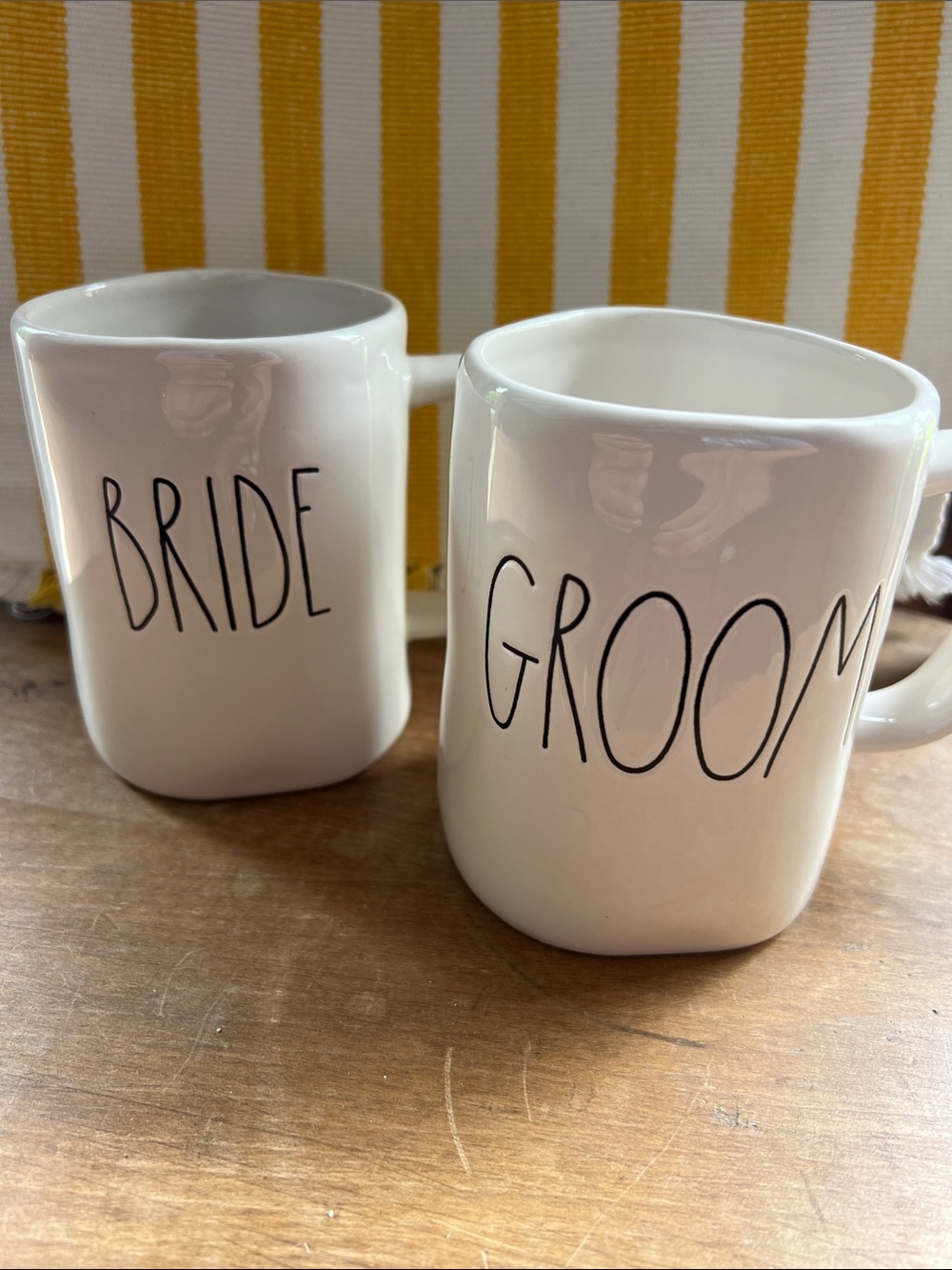 Rae Dunn White Bride & Groom Mug Set NEW